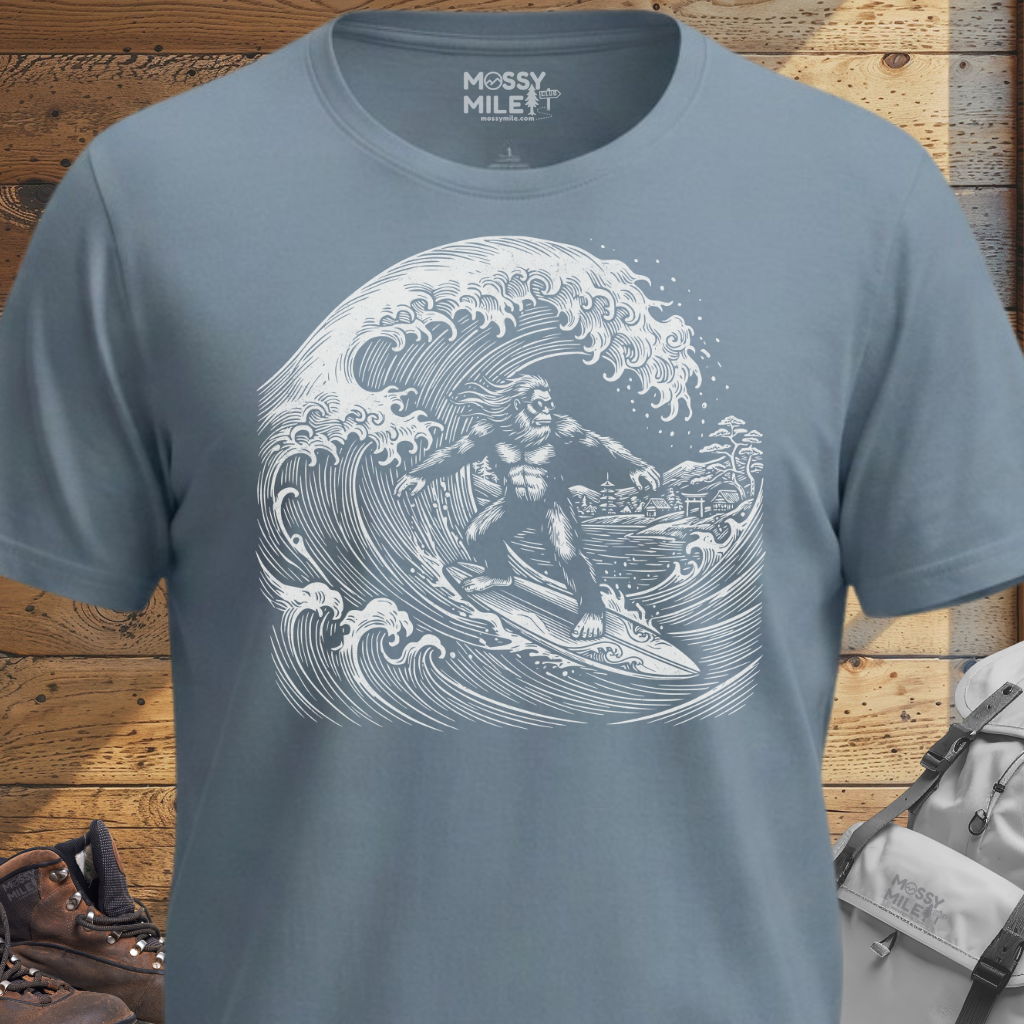 Bigfoot Surfing Wave T-shirt