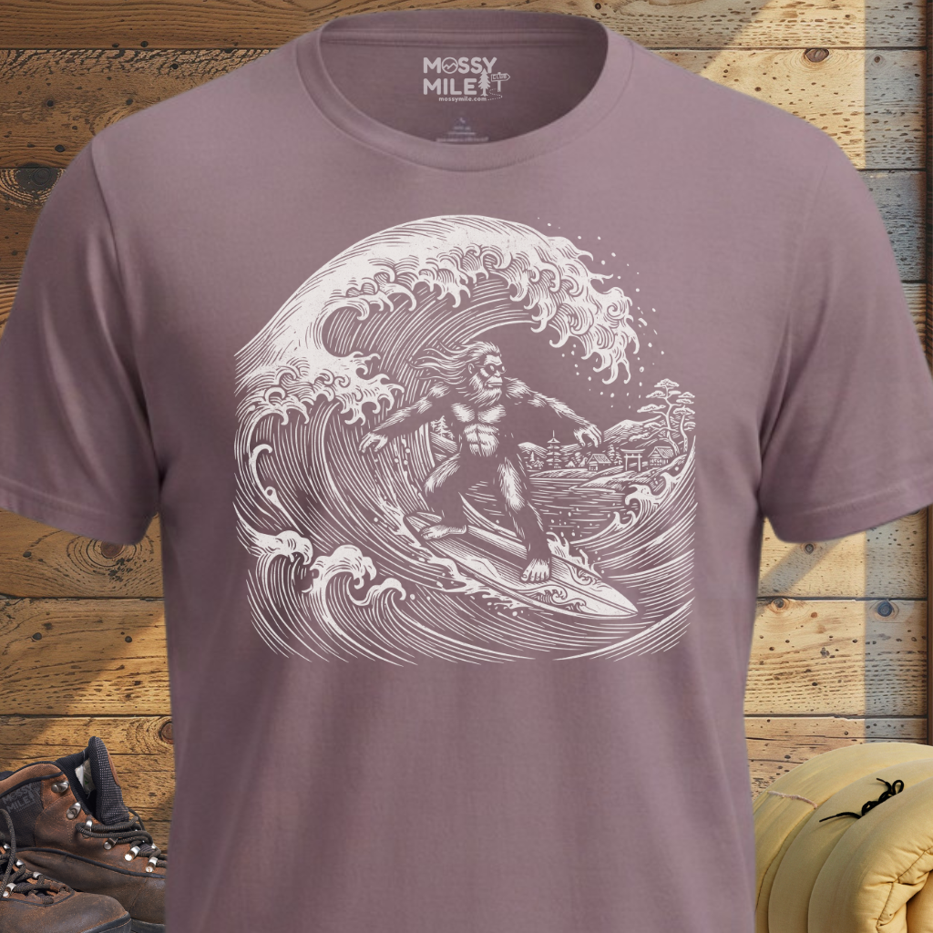 Bigfoot Surfing Wave T-shirt