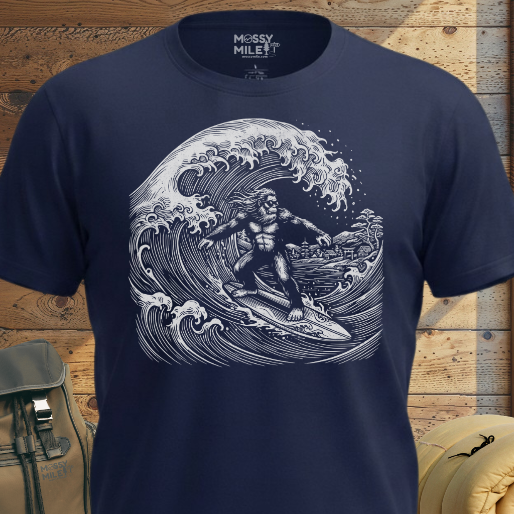 Bigfoot Surfing Wave T-shirt